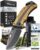 BERGKVIST® K29 Klappmesser Olivenholz (Einhandmesser) – 3-in-1 Outdoor Messer mit Titanium-Veredelung – ausgezeichnet mit dem Bronze A‘ Design Award 2021 – inkl. Feuerstahl & Tasche